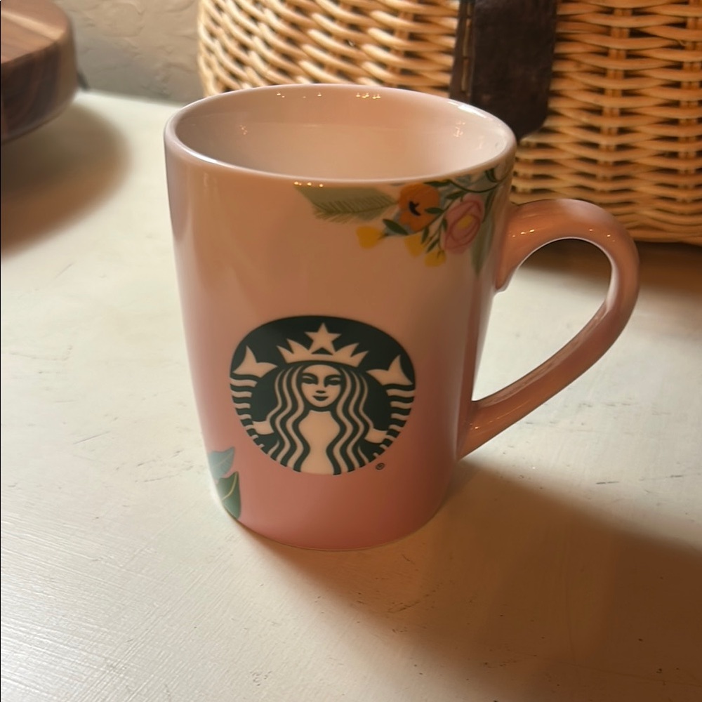 Starbucks Pink Mug with Floral Design